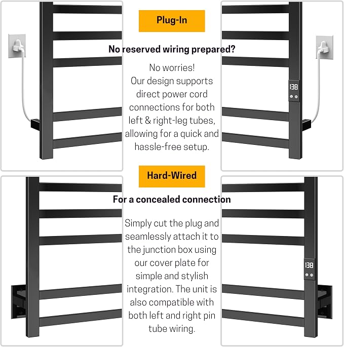 8-Bar Electric Heated Towel Warmer, Fast Heating - Image 3