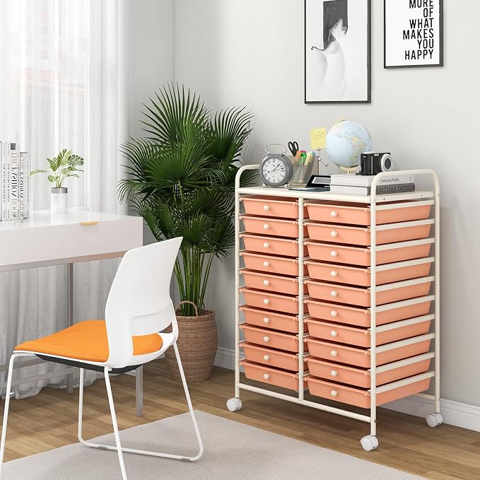 Giantex 20 Drawers Rolling Cart, Mobile Storage Drawer Cart, Classroom Organizer - Image 9