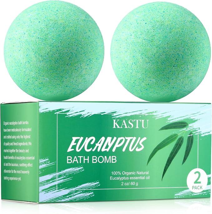 Bath Bombs Salt Balls, Eucalyptus Extract Essential Oils, Moisturizing Dry Skin by Focusingonbathingproducts