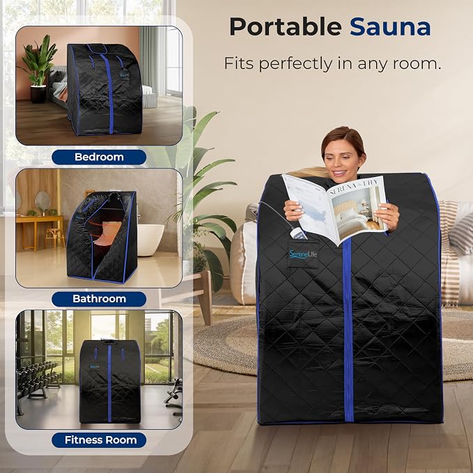 SereneLife Compact & Portable Infrared Steam Sauna, Personal Spa Style Sauna - Image 3
