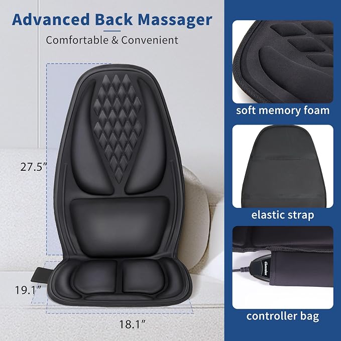 Back Massager with Heat with 8 Motors, Massage Chair Pad, Seat Massager with - Image 7