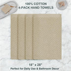 Beige Hand Towels, Hand Towels for Bathroom Set of 4, Large 18"x 28" - Image 4