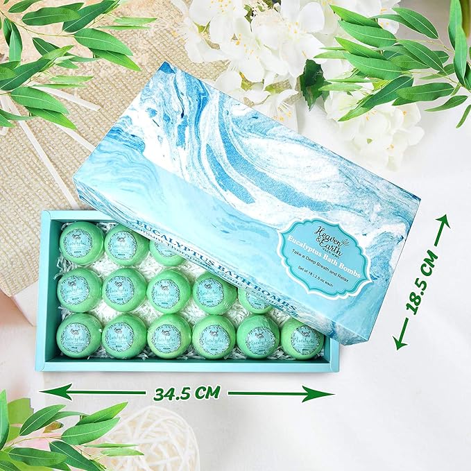 Bath Bomb Gift Sets for Men. 18 Therapeutic Spearmint Eucalyptus Bath Bombs for - Image 2