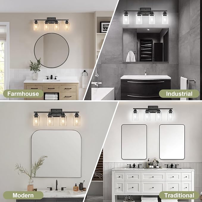 Unicozin Modern Bathroom Light Fixtures, 4 Light Vanity Lights Over Mirror - Image 9