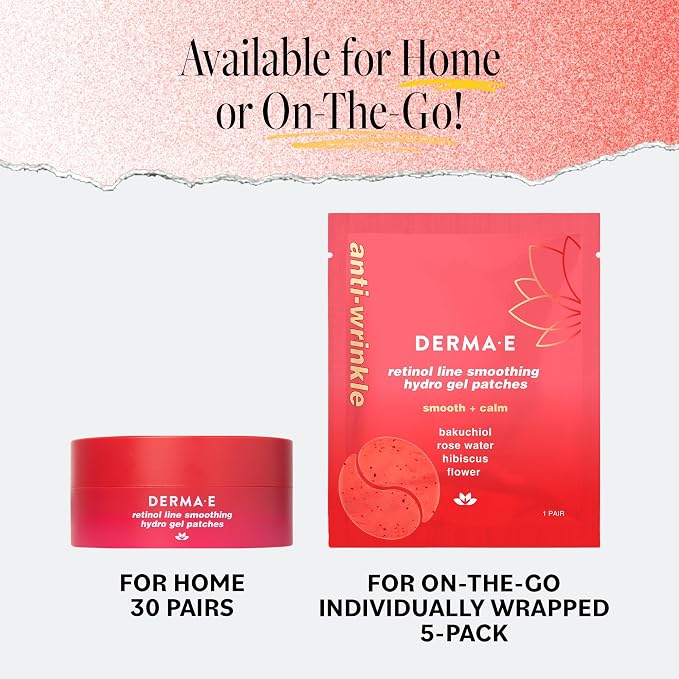 DERMA E Retinol + Bakuchiol Under Eye Patches Non-Irritating, Line Smoothing - Image 8