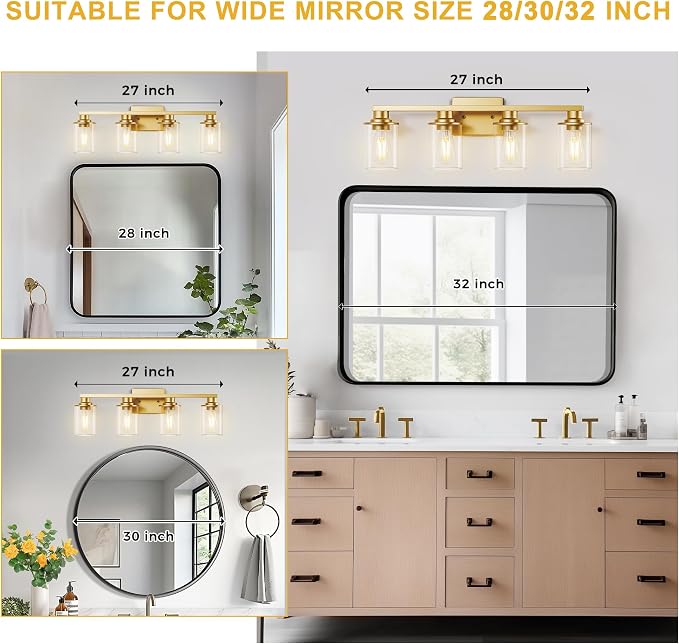 L LOHAS LED Gold Bathroom Light Fixtures - Image 3