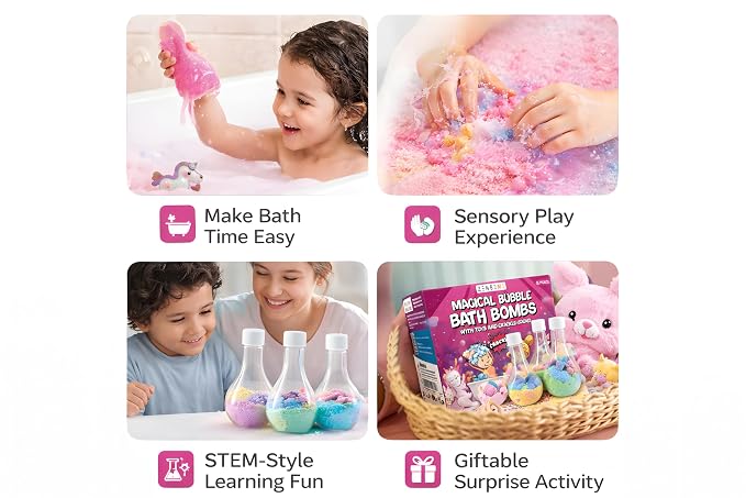 Kids Bath Bombs Powder with Mini Unicorn Inside – Bubble Bath - Image 4