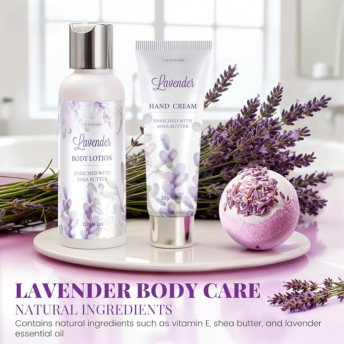 Gifts for Women, Lavender Bath and Body Gift Basket Relaxing Spa Self Care Gift - Image 4