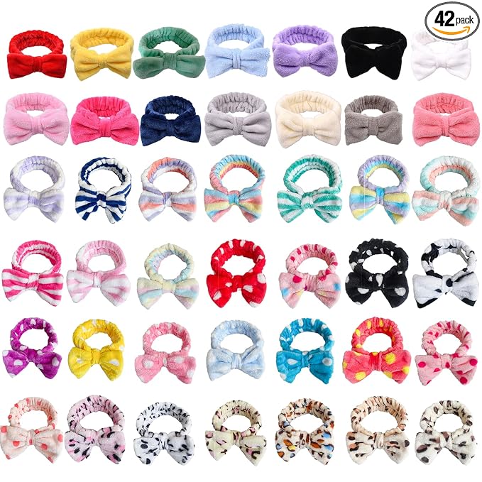 42 Pcs Cute Fluffy Bow Headbands by Merkaunis