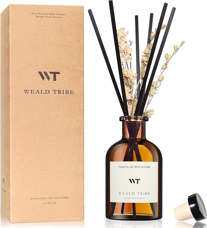 WEALD TRIBE Reed Diffuser Set for Bathroom Shelf Decor, Sticks Diffuser by WEALD+TRIBE