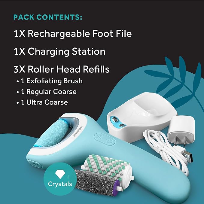 Amope Pedi Perfect Pro Wet & Dry Electric Foot File Callus Remover Kit - Image 6