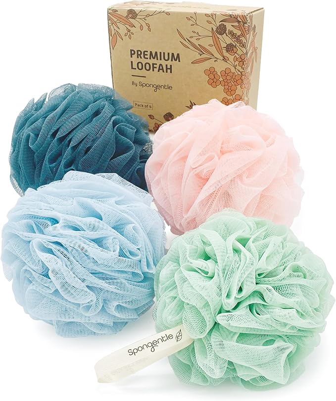 Spongentle Shower Loofah Bath Sponge, Body Scrubber by SunliteSports