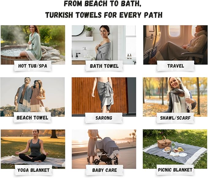 Bazaar Anatolia Turkish Beach Towel 100% Cotton Bath Towels 71x39 Quick Dry - Image 4