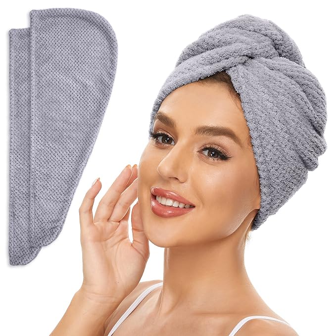 SimpleField 2 Pack Microfiber Hair Towel Wrap by SimpleField