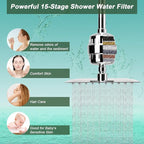 HarJue Filter Shower Head, High Pressure 8 Inch Rainfull - Image 3