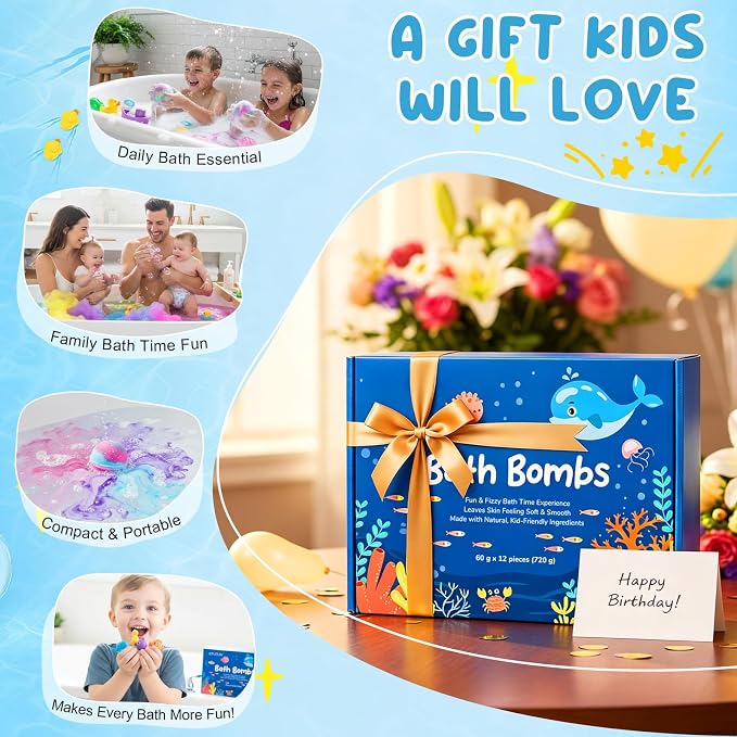 12 PCS Natural Bath Bombs with Toys Inside, Upgrade Fizzy Bubble Bath Gift Set - Image 9