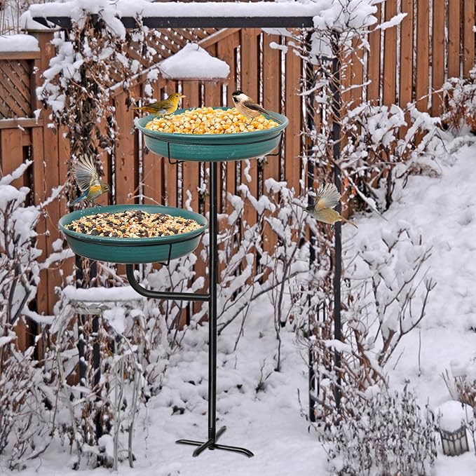 Freestanding Birdbaths Bowl Outdoor, Free Standing Garden Bird Bath Bird Feeder - Image 5