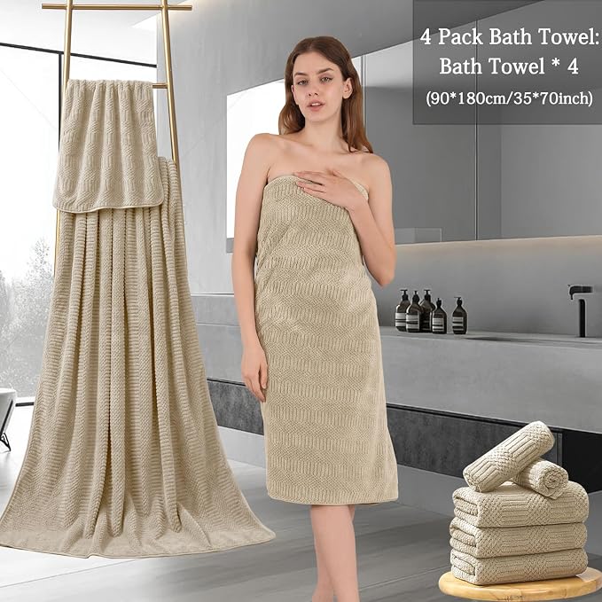 Ycosy 4 Pack Extra Large Microfiber Bath Towels Set, 35x70 inches, Less Lint - Image 7
