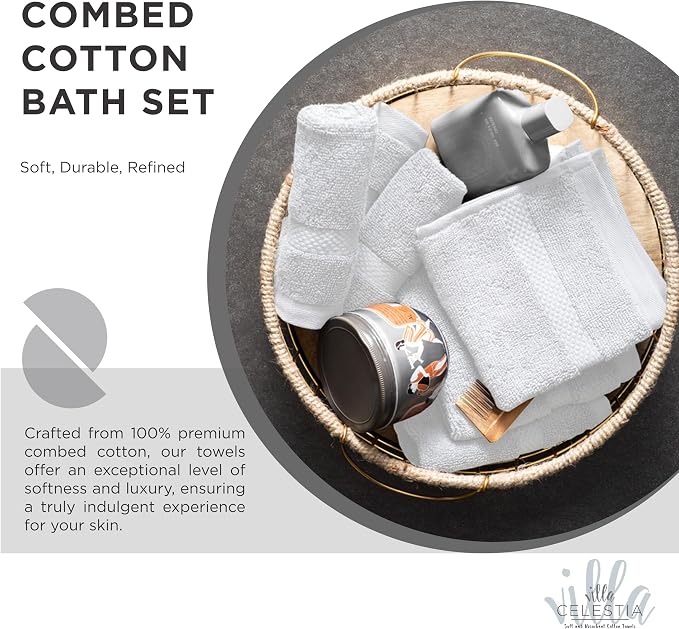 100% Cotton Bath Towel Set of 12-4 Bath Towels, 4 Hand Towels, 4 Wash Cloths - Image 2