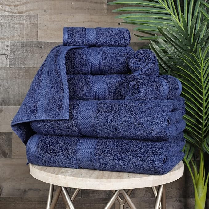 SUPERIOR Egyptian Cotton Pile 8 Piece Towel Set, Includes 2 Bath, 2 Hand - Image 3