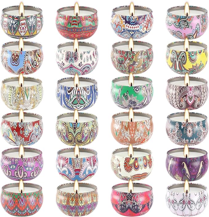 Scented Candles Gifts Set 24 Pack Soy Wax Travel Tin Advent Candles - Image 9