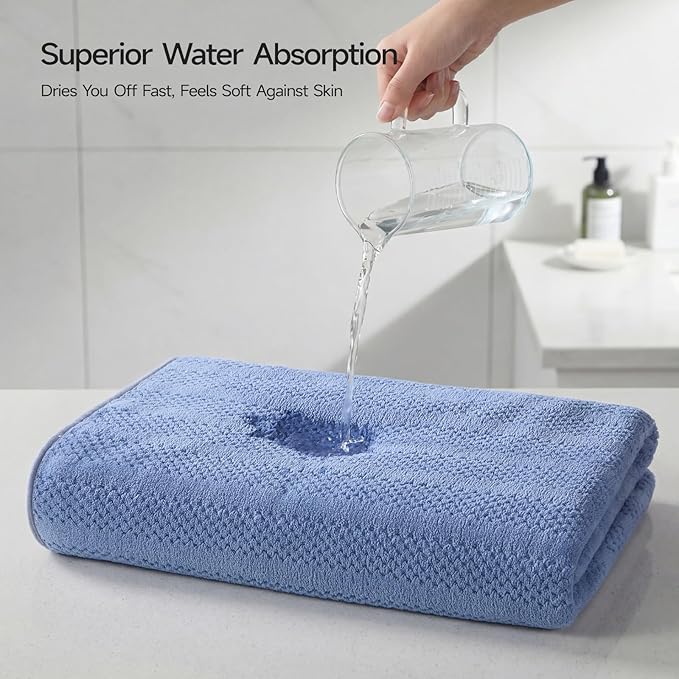 ecolook 4 Pack Microfiber Bath Towels, 31 x 63 inches Extra Large Bath Towel Set - Image 5