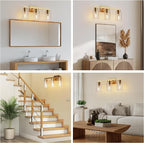 PARTPHONER 3-Light Bathroom Light Fixtures, Brushed Gold Vanity Light - Image 8