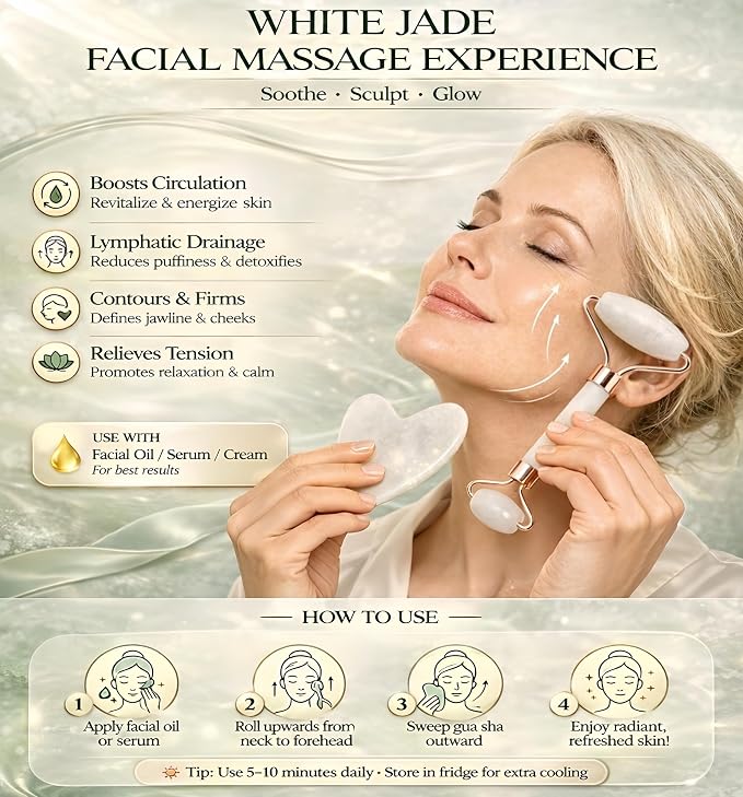 Lymphatic Contour Face Brush & Natural Jade Roller Set - Image 5