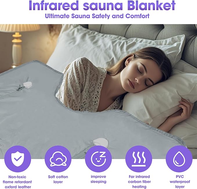 Natural Jade and Tourmaline Heat Sauna Blanket Infrared Zipper Oxford Cloth - Image 2