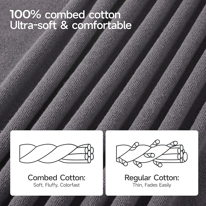 ecolook Bath Towels Set of 4, 100% Cotton, 27 x 55 Inches, Quick-Drying & - Image 7