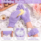 Anezus Exfoliating Back Scrubber Bath Gloves Set, Exfoliating Shower Towel - Image 3