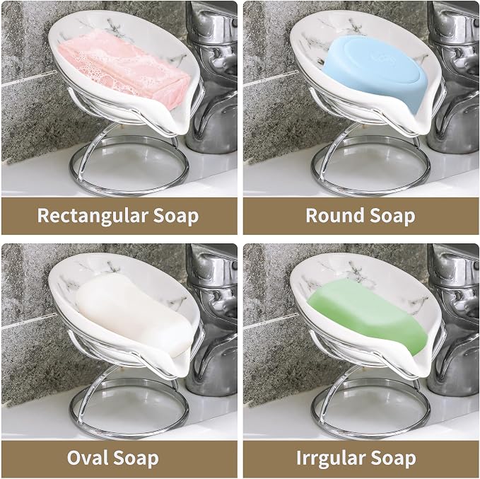 Dobbyby Leaf-Shaped Soap Dish – Premium Ceramic Soap Bar Holder - Image 4