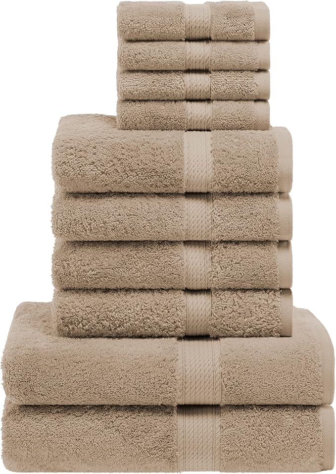 Superior Egyptian Cotton Pile 10 Piece Towel Set, Includes 2 Bath, 4 Hand by SUPERIOR