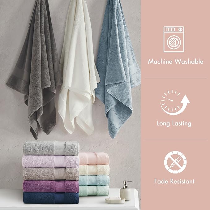 Madison Park Turkish 100% Cotton 600Gsm Luxury Premium Thick Soft Absorbent - Image 6