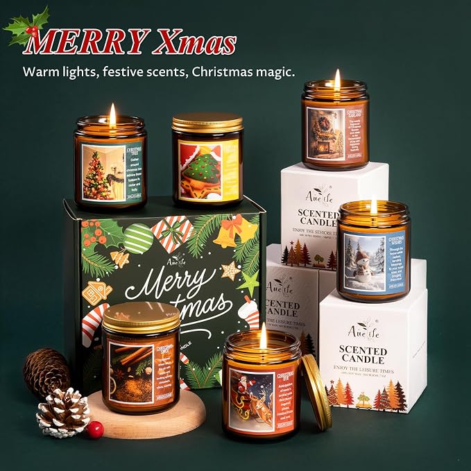 Christmas Candles | Christmas Wishes Scented Candle, Holiday Soy Wax Candles - Image 7