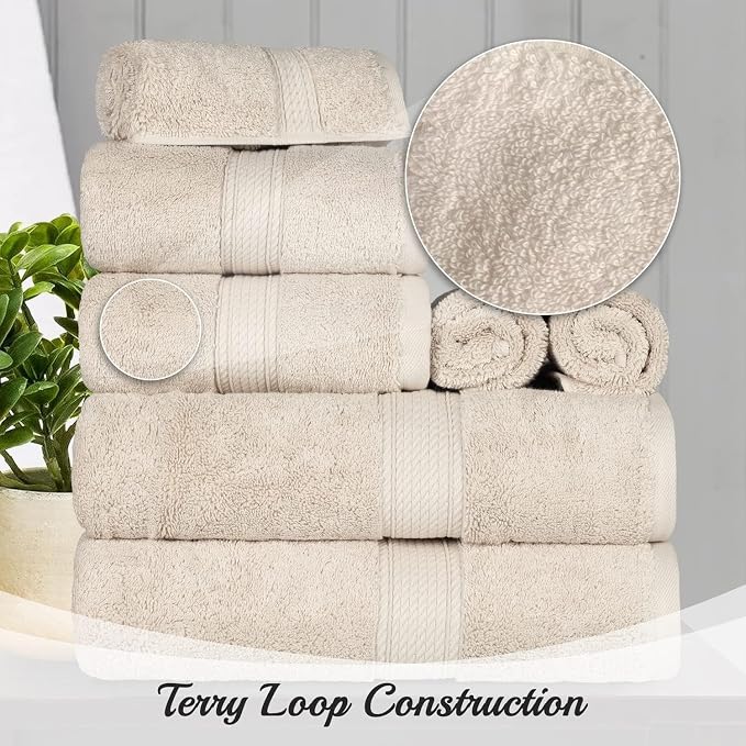SUPERIOR Egyptian Cotton Pile Bath Towel Set of 2, Ultra Soft Luxury Towels - Image 8