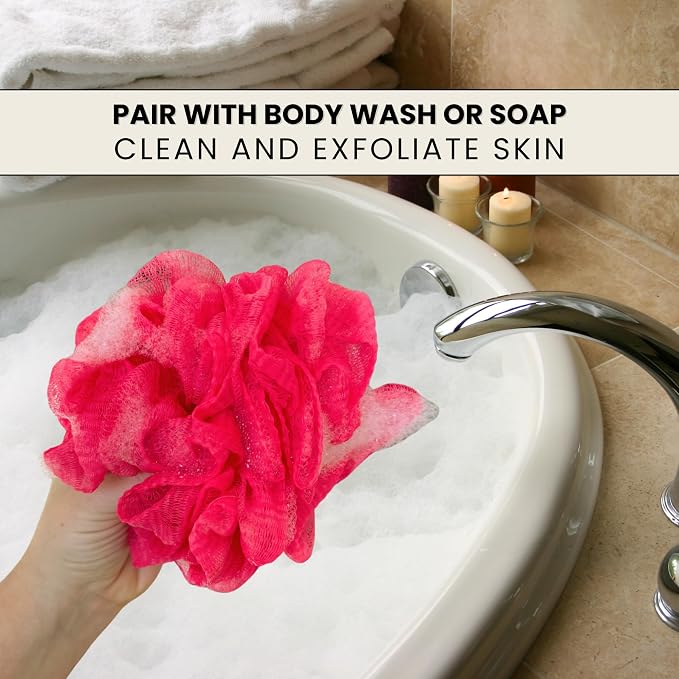 Pink Bath Sponge Pack of 3 – Large Exfoliation Loofahs - Image 3