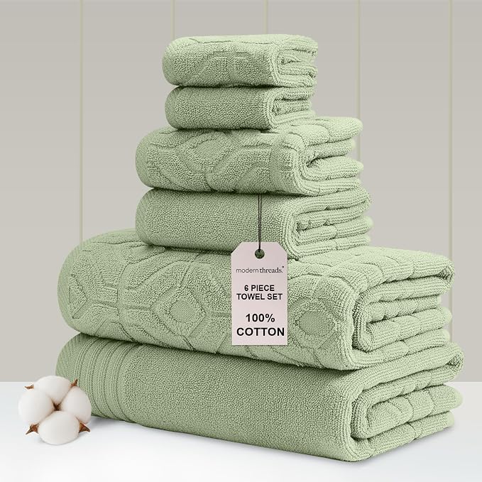 Modern Threads 6 Piece Cotton Bath Towel Set – Ultra Soft 550 GSM Towels – by ModernThreads