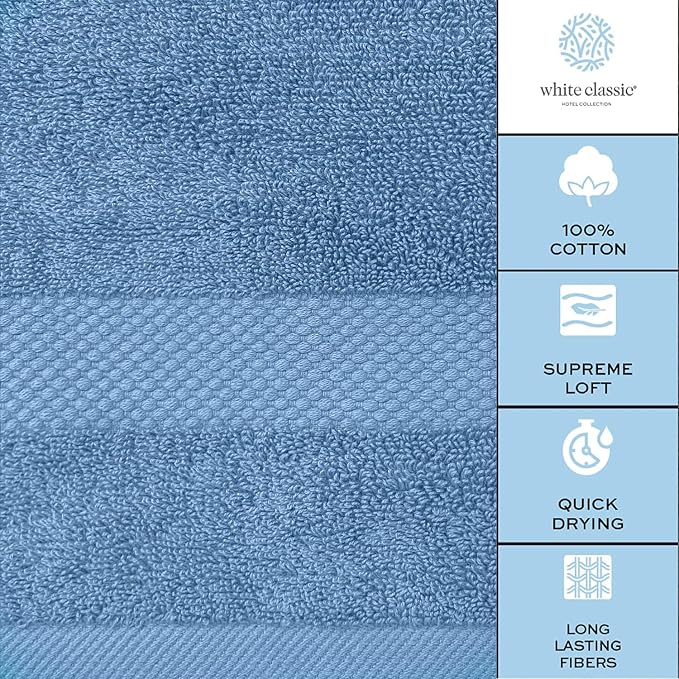White Classic Luxury Light Blue Hand Towels - Image 7