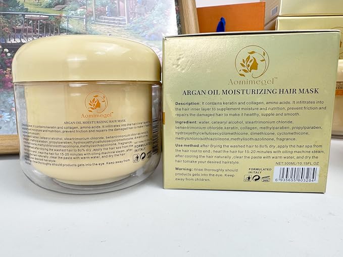Collagen Hair Mask, Deep Repair Conditioning Argan Oil Hair Mask - Image 8