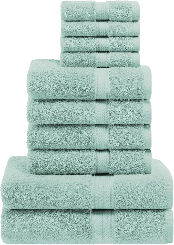 SUPERIOR Egyptian Cotton Pile 10 Piece Towel Set, Includes 2 Bath, 4 Hand by SUPERIOR