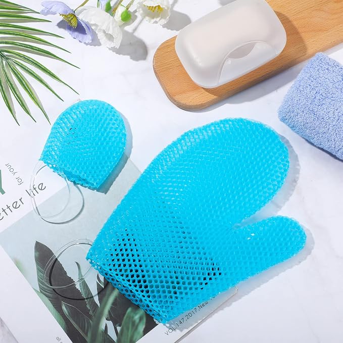 Karenhi 2 Pcs Honeycomb Exfoliating Glove Set Exfoliating Bath Mitt Honeycomb - Image 2