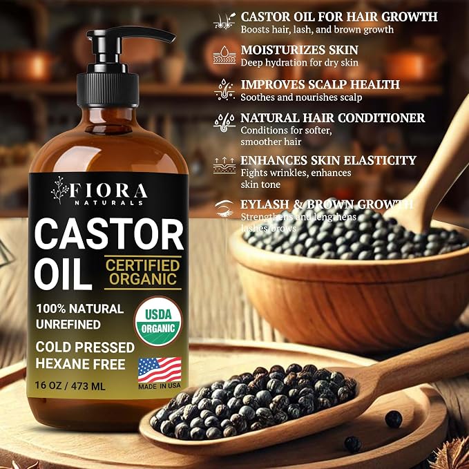 Organic Castor Oil in Glass Bottle – 16 Oz Cold Pressed & Hexane-Free – USDA - Image 8