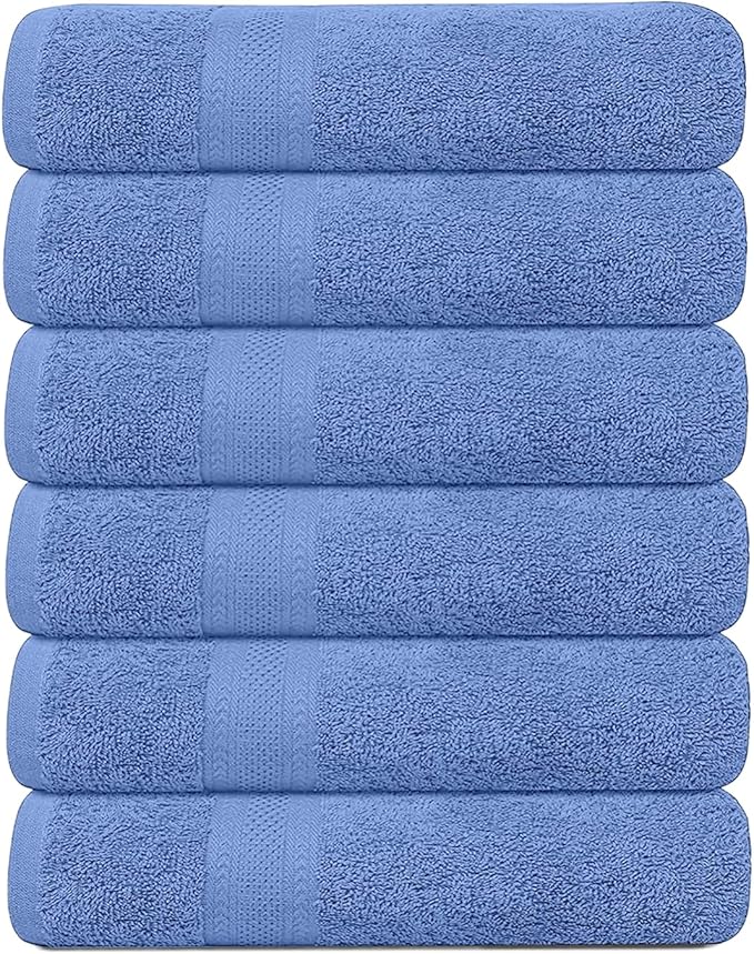 KAHAF COLLECTION 6 Pack Bath Towels Set 100% Ring Spun Cotton, Lightweight by KAHAF+COLLECTION