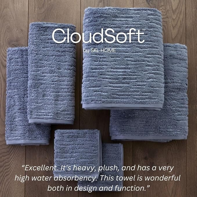 SKL Home CloudSoft Cotton Luxury 4 Pc Bath Towel Set, Smoke Blue - Image 8