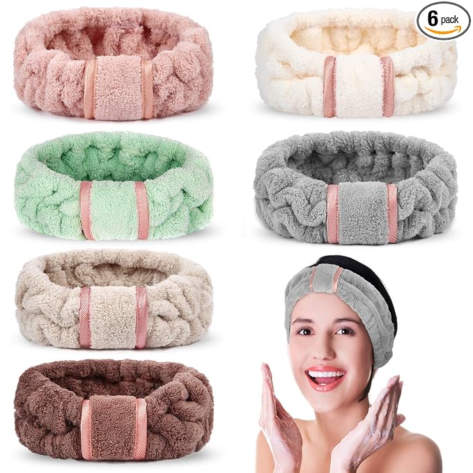 DOOBO 6pcs Microfiber Hairband, Fluffy Face Wash Headbands by DOOBO