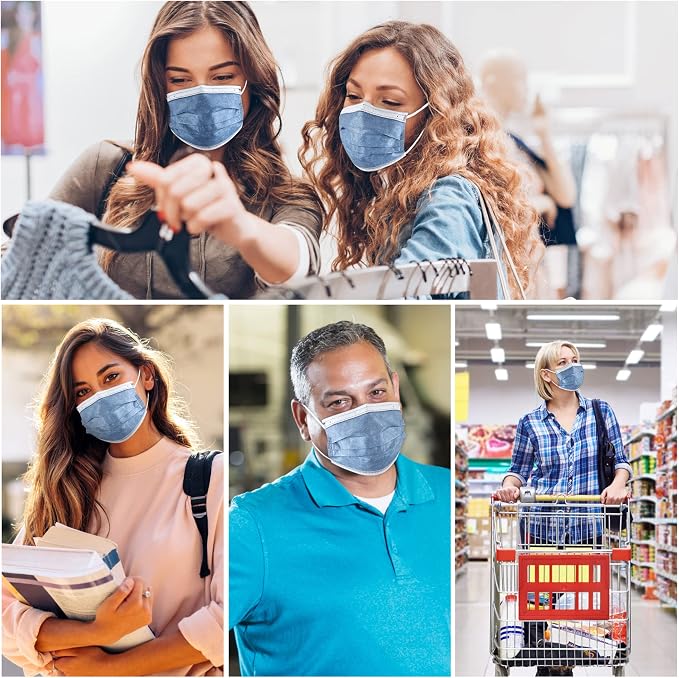 akgk Disposable Face Masks 100Pcs, 3 Layer Protective Face Mask Navy Blue Face - Image 6