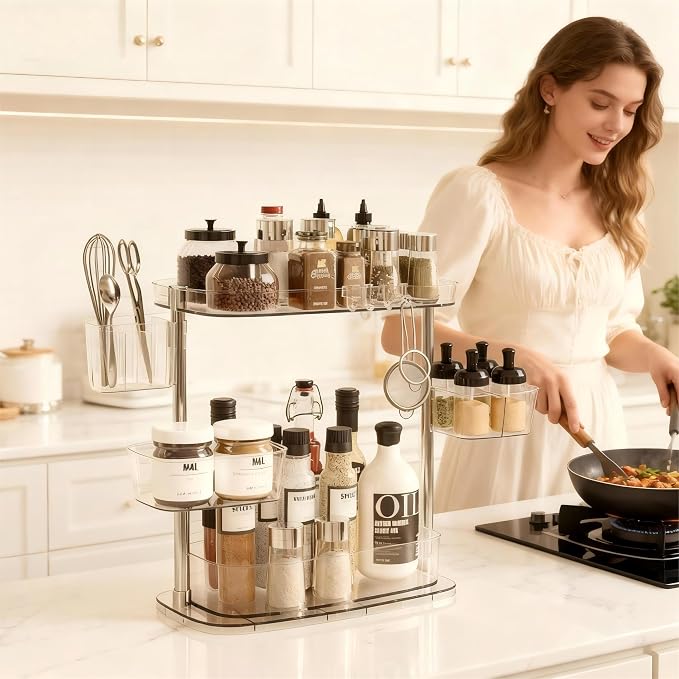 Rotating Makeup Vanity Organizer, Bathroom Countertop Cosmetic Skin Care Storage - Image 5
