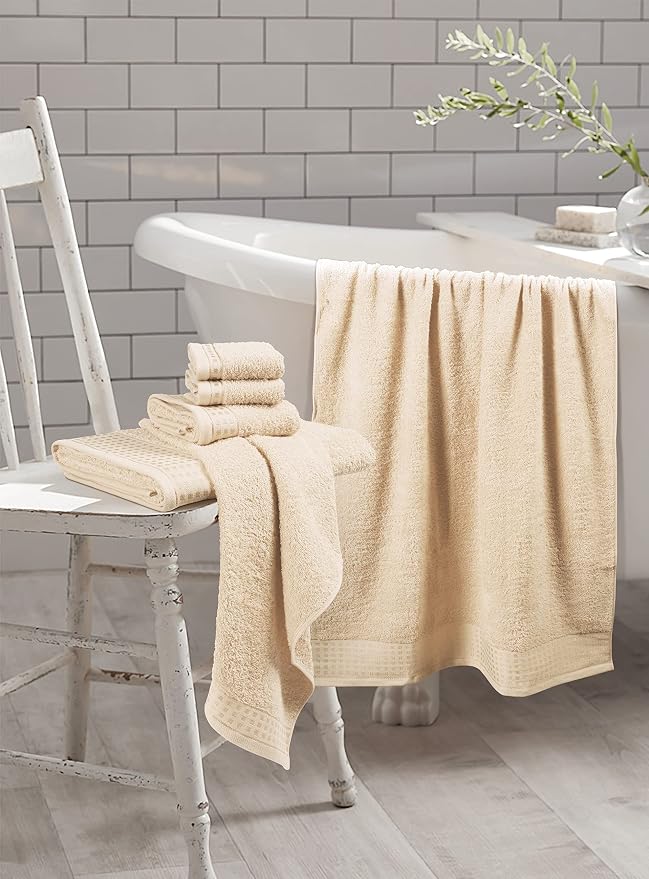 GLAMBURG 100% Cotton Ultra Soft 6 Pack Towel Set, Contains 2 Bath Towels 28x55 - Image 3