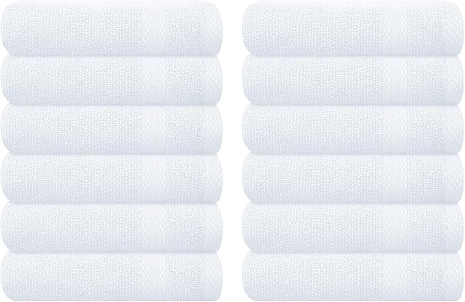 GLAMBURG Ultra Soft 12-Piece Washcloths Set 13x13-100% Ringspun Cotton by GLAMBURG